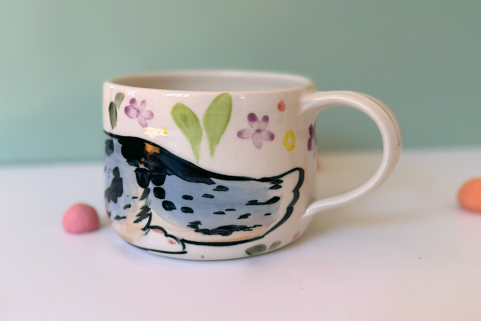 Alternative view of Mug Latte - Corgi Cardigan Merle