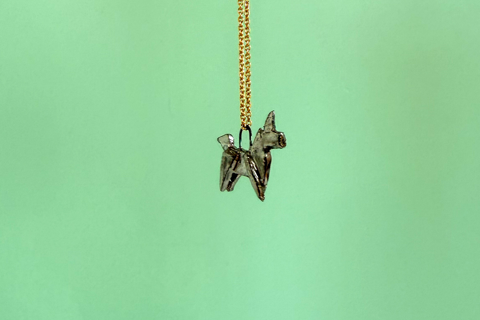 Alternative view of Porcelain Pendant - Origami Unicorn