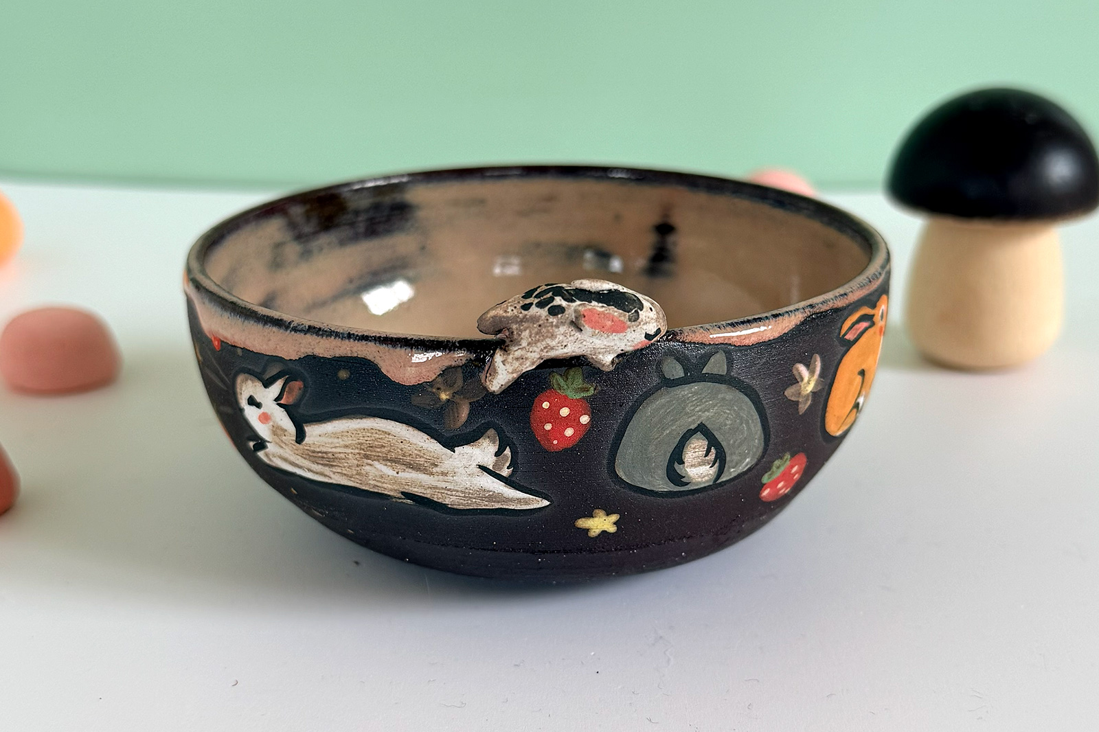 Small Dish - Sculpted - Strawberry Bunnies - Image 11