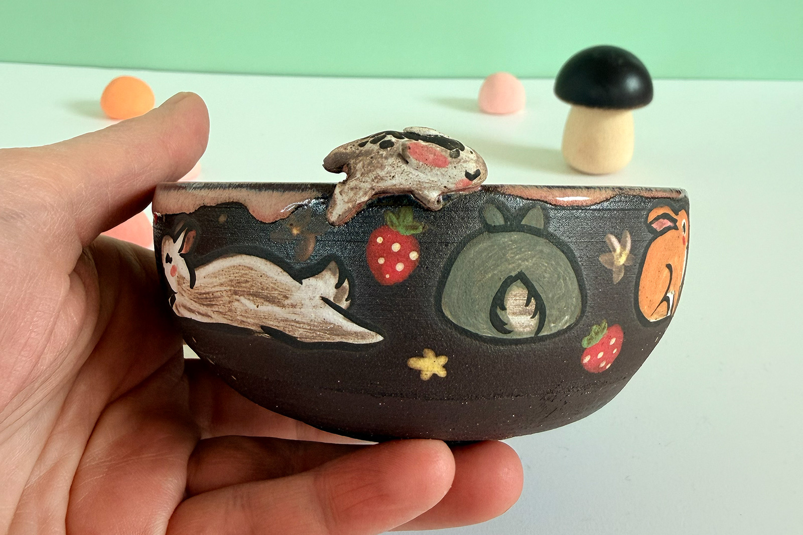 Small Dish - Sculpted - Strawberry Bunnies - Image 10