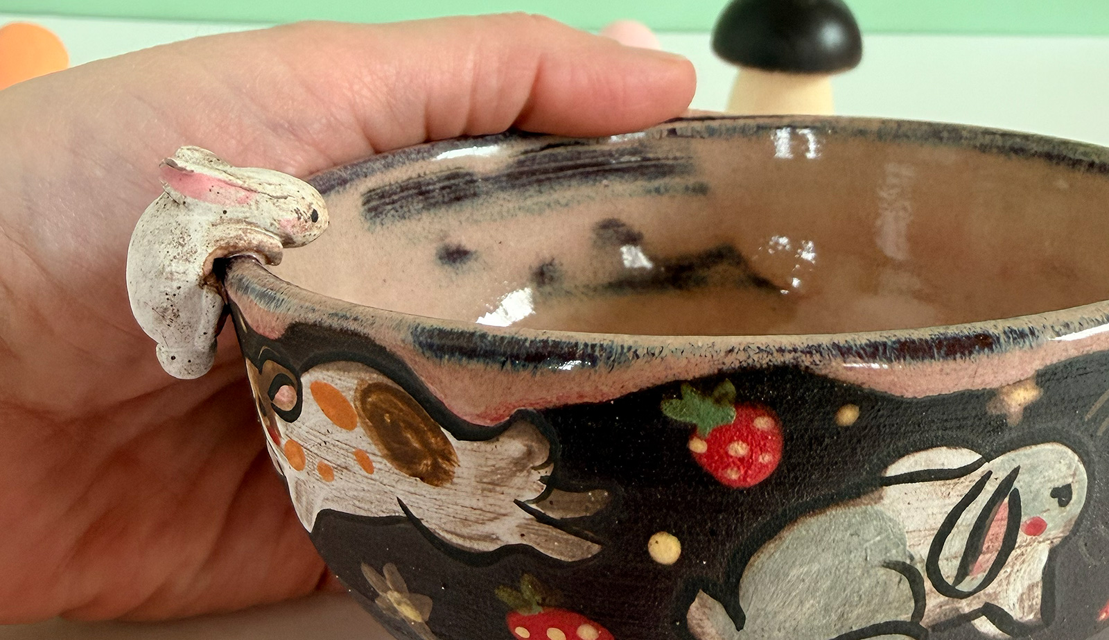 Alternative view of Small Dish - Sculpted - Strawberry Bunnies