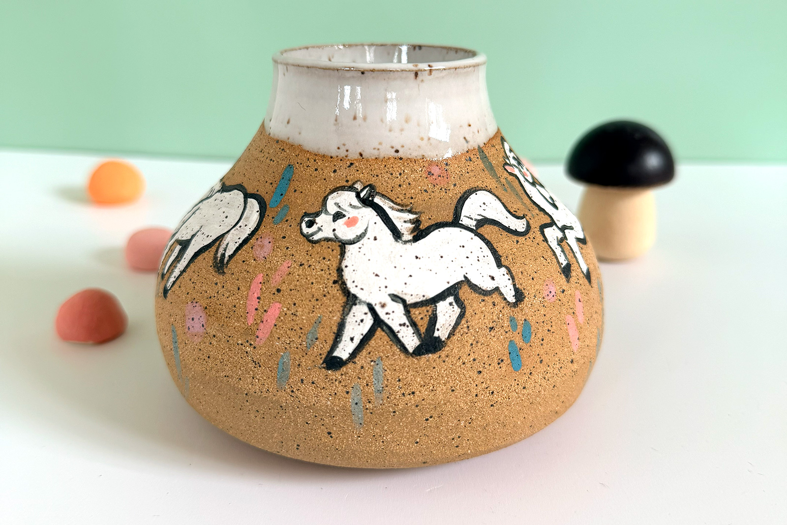 Vase Grès - Chevaux