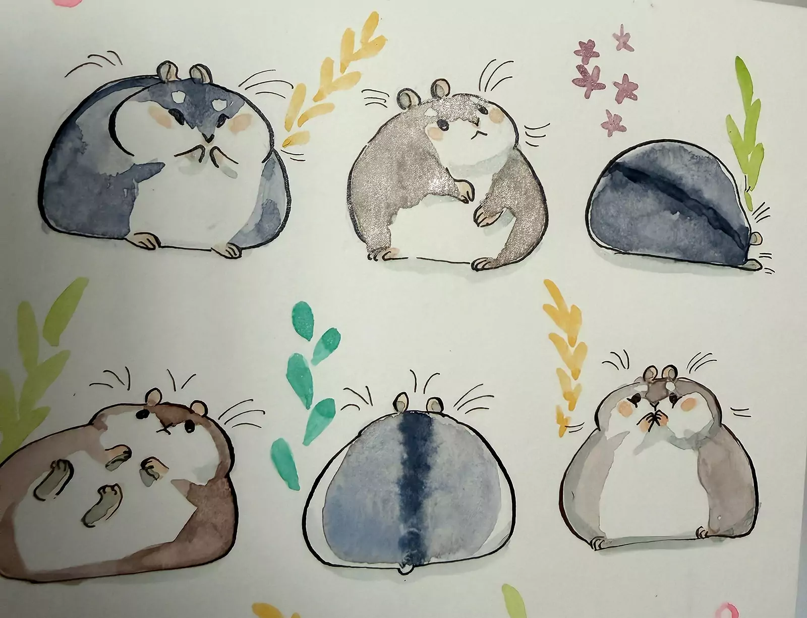 Original Painting - 12 Round Hamsters - Image 3