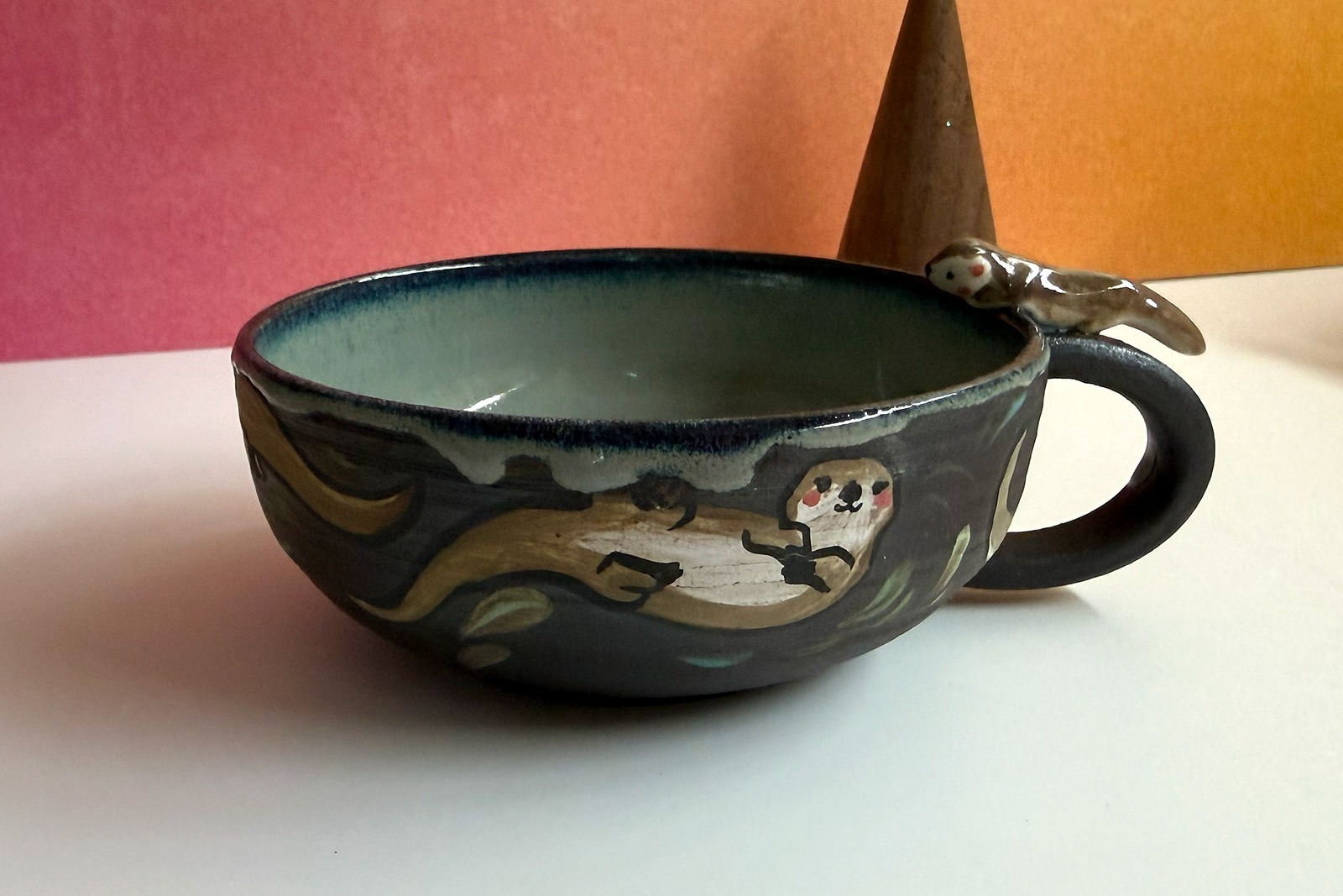 Tasse a thé - Sculptée - Loutres – Image 4