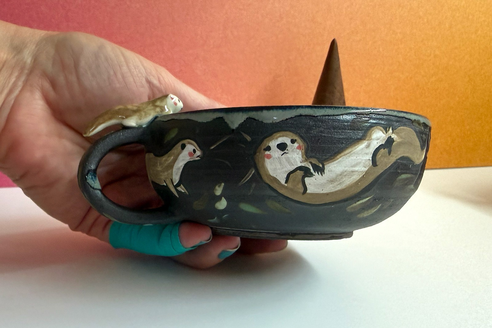 Tasse a thé - Sculptée - Loutres – Image 7