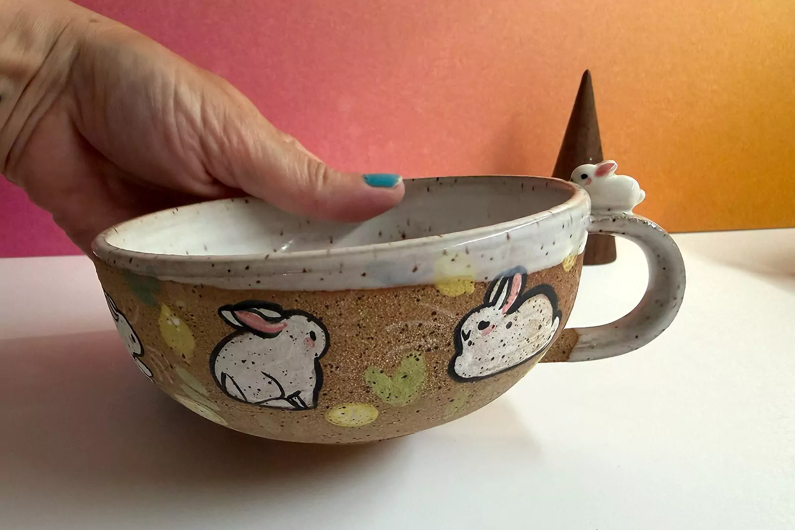 Tasse a thé - Sculptée - Lapins et Citrons – Image 4